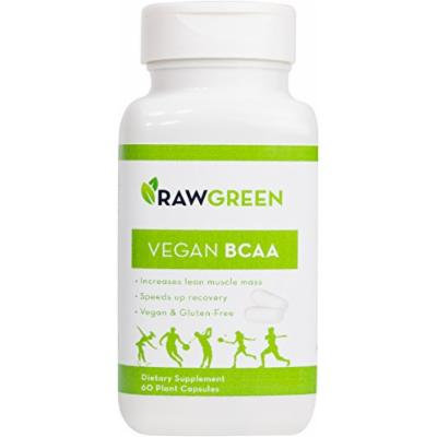 Raw Green Organics - Vegan BCAA - Branch Chain Amino Acids Increase Lean Muscle Mass - 60 Plant Capsules