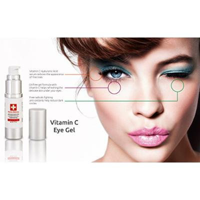 Eye Gel For Dark Circles, Bags & Wrinkles with Pure Vitamin C Hyaluronic Acid Serum