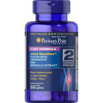 Puritan's Pride 7 Day Formula Joint Soother Glucosamine, Chondroitin, MSM & Boswellia-60 Caplets