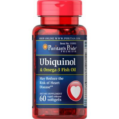 Puritan's Pride Ubiquinol 100mg & Omega 3 Fish Oil 400mg-60 Rapid Release Softgels