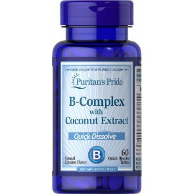 Puritan's Pride Vitamin B-Complex with Coconut Extract Quick Dissolve-60 Tablets