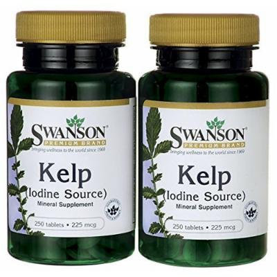 Swanson Premium Brand Kelp Iodine Source 225 mcg 2 Bottles each of 250 Tablets