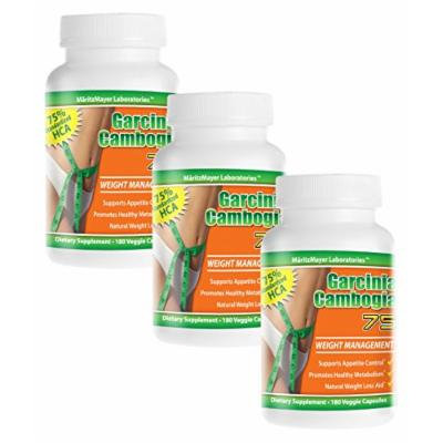 3 Bottles Garcinia Cambogia Pure Extract 75% HCA Weight Loss Potassium Calcium Diet