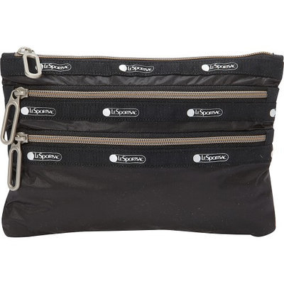 LeSportsac - Classic 3-Zip Pouch (True Black) Wallet
