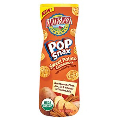 Earth's Best Organic Sweet Potato and Cinnamon Flavor Pop Snax in Canister