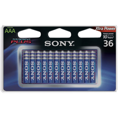 Sony S-AM4B36A Stamina Plus Alkaline Batteries, 36pk