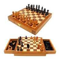 Trademark Games Elegant Inlaid Wood Chess Cabinet w/ Staunton Wood Chessmen, Ages 7+, 1 ea