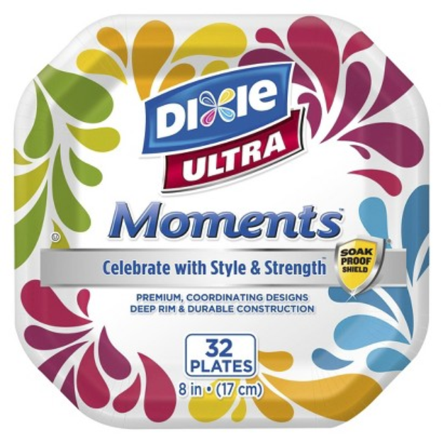 Dixie Ultra Moments Square Printed Disposable Paper Plates
