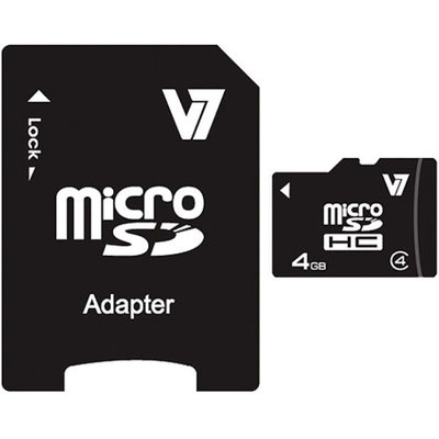 V7 4GB microSDHC Class 4/Adapter, 2-Pack