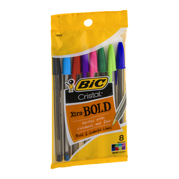 BIC Cristal Xtra-Bold Ball Pens 1.6 mm Assorted - 8 CT
