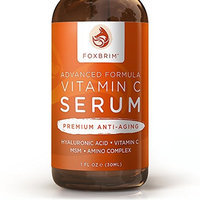Foxbrim Vitamin C Serum for Face, 1 fl oz. - BEST Anti-Aging Serum - Vegan Hyaluronic Acid & Amino Complex - Premium Face Serum for Beautiful Skin - Natural & Organic - Perfect for All Skin Types - Lasting Results with Amazing Guarantee