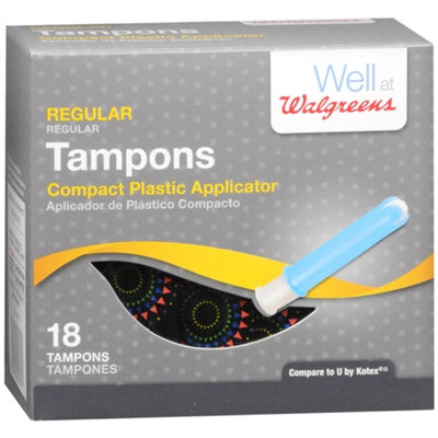 Walgreens Compact Plastic Applicator Tampons, Regular, 18 ea