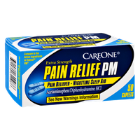 CareOne Pain Relief PM Pain Reliever- Nighttime Sleep Aid - 50 CT