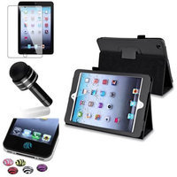 Insten iPad Mini 3/2/1 Case, by INSTEN Black Leather Case Stand Flip Cover+Protector/Pen for iPad Mini 3 2 1