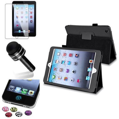 Insten iPad Mini 3/2/1 Case, by INSTEN Black Leather Case Stand Flip Cover+Protector/Pen for iPad Mini 3 2 1