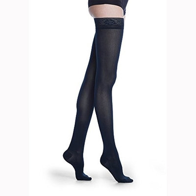Sigvaris Soft Opaque 841NSSW35 15-20mmHg Closed Toe Thigh-Highs Small Short Women Nude