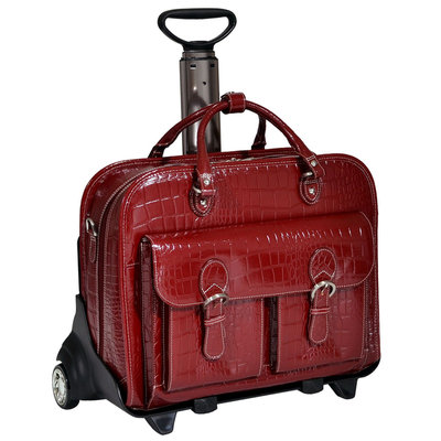 Siamod San Martino Leather Wheeled Laptop Case Cherry Red