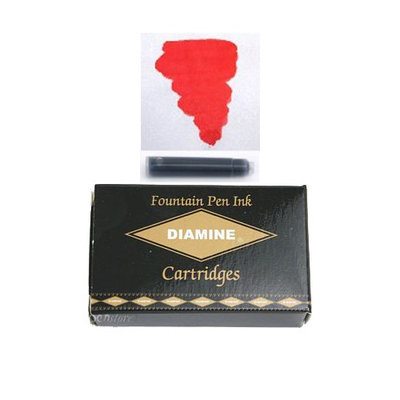 Pk/18 DIAMINE Fountain Pen Ink Cartridges, PASSION RED