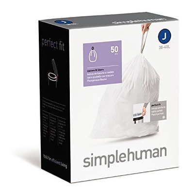 simplehuman Custom Fit Trash Can Liner J, 30-40 L / 10-10.5 Gal, 50-Count Box