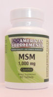 MSM 1000 MG No Chinese Ingredients American Supplements 60 Tabs