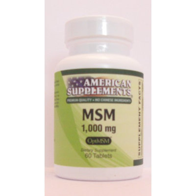 MSM 1000 MG No Chinese Ingredients American Supplements 60 Tabs