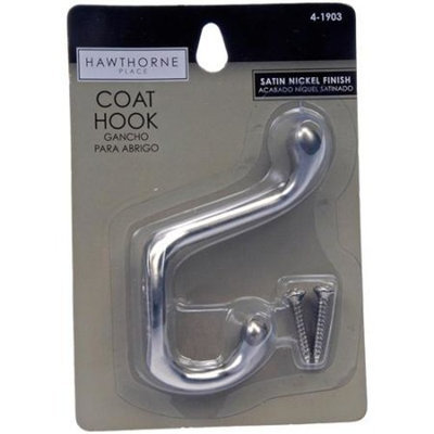 Hawthorne Place Double Coat Hook, Satin Nickel