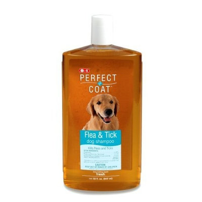 8In1 Pet Products Perfect Coat Flea and Tick Shampoo for Dogs, 32 Ounce Bottle, Fresh Scent