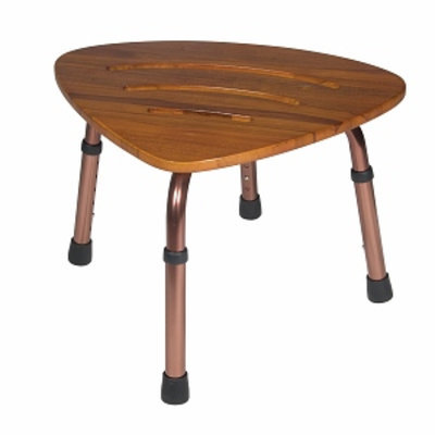 Drive Medical Adjustable Height Teak Bath Bench Stool, Triangular, 1 ea