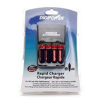Digipower Home & Car Battery Charger with 4AA Re-Chargeable Batteries