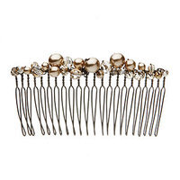 Colette Malouf Pearl and Crystal Clustered Medium Wire Comb