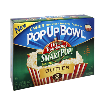 Orville Redenbacher's Pop Up Bowl 94% Fat Free Butter Popping Corn - 6 CT