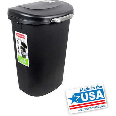 Rubbermaid 13-Gallon Premium Touch Top Waste Bin, Black