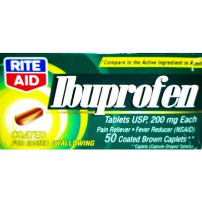 Rite Aid Pharmacy Ibuprofen, 200 mg, Coated Brown Tablets, Trial Size 12 tablets