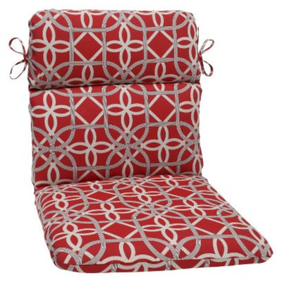 Pillow Perfect Outdoor Round Edge Chair Cushion - Red/Brown Keene