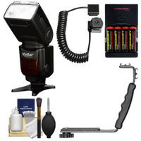 Vivitar Series 1 DF-583 Power Zoom DSLR Wireless TTL Flash (for Canon EOS E-TTL) with AA Batteries & Charger + Bracket + Cord + Cleaning Kit