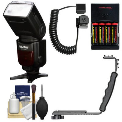 Vivitar Series 1 DF-583 Power Zoom DSLR Wireless TTL Flash (for Canon EOS E-TTL) with AA Batteries & Charger + Bracket + Cord + Cleaning Kit