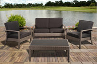 Atantic Atlantic Santorini Deluxe 4 Piece Grey Synthetic Wicker Patio Seating Set With Grey Cushions Gray