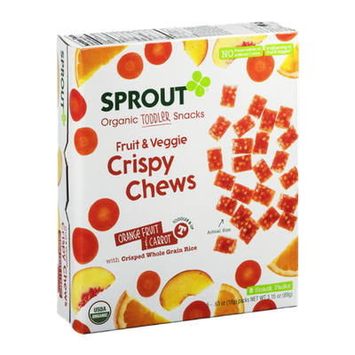 Sprout Organic Toddler Snacks Crispy Chews Orange Fruit & Carrot - 5 CT