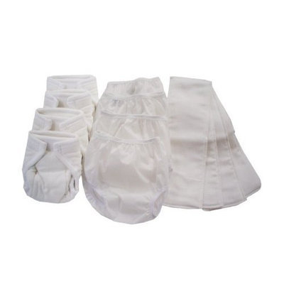 Dappi Pinless Cloth Diaper Bundle, White, Medium