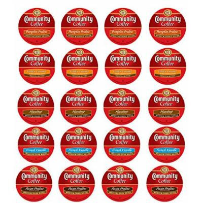 NEW! 20 Cup Community Coffee® FLAVORED ONLY Single Serve Cups. 5 flavors including Pumpkin Prailine and Caramel Plus more++