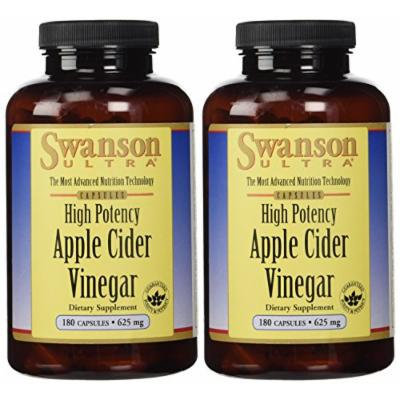 Swanson High Potency Apple Cider Vinegar 625 mg 180 Caps (180 Capsules - Two Bottles)
