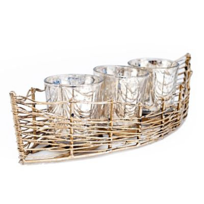 Rojo 16 69201 Iron Boat with 3 Mercury Glass