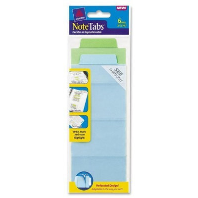 Avery® NoteTabs(TM) 3 inch x 7.5 inch, Perforated, Cool Blue and Green, 6 per pack