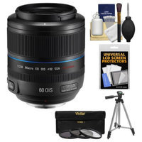 Samsung 60mm f/2.8 NX Macro ED OIS SSA Lens (Black) with Tripod + 3 Filters + Kit for Galaxy NX, NX30, NX210, NX300, NX2000, NX3000 Cameras