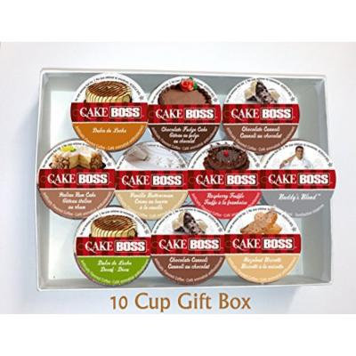 10 Cup Cake Boss® Coffee GIFT BOX Sampler! New Flavors! Chocolate Cannoli, Italian Rum Cake, Raspberry Truffle+ Perfect GIFT!