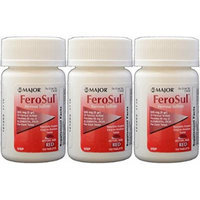 Ferrous Sulfate FC 325mg (5GR) Generic for Feosol Red Tablets 100 Tablets per Bottle 3 PACK Total 300 tablets