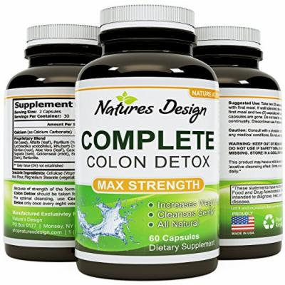Colon Detox & Weight loss Benefits with Digestive Enzymes - Pure, Plant & Herbs Sourced Formula - Toxins & Waste Cleanse - Optimizes Nutrient Uptake and Stomach Relief - Pills Work Fast with Low Carb Diets - USA Made By Natures Design