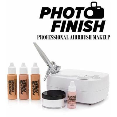 Photo Finish Professional Airbrush Cosmetic Makeup System Kit / Chose Shades- Light Medium or Tan 3pc Foundation Set with Blush and Silica Finishing Powder- Chose Matte or Luminous Finish Kit (Light Matte Finish)
