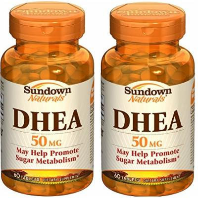 Sundown Naturals DHEA Energy Enhance Dietary Supplement Tablets, 50 mg, 60-Count Bottles (Pack of 2)