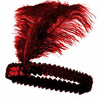 Red Feather Sequined Flapper Headband